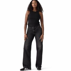 Levi's Low Loose Low Rise Jeans 26x32 Tech Storm Charcoal Black NWT